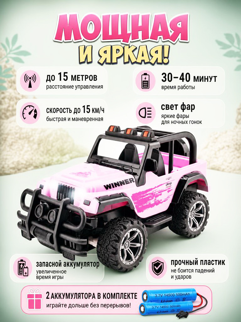 Внедорожник РУ 24hmarket Jeep Wrangler для девочек 1:16 - фото 2