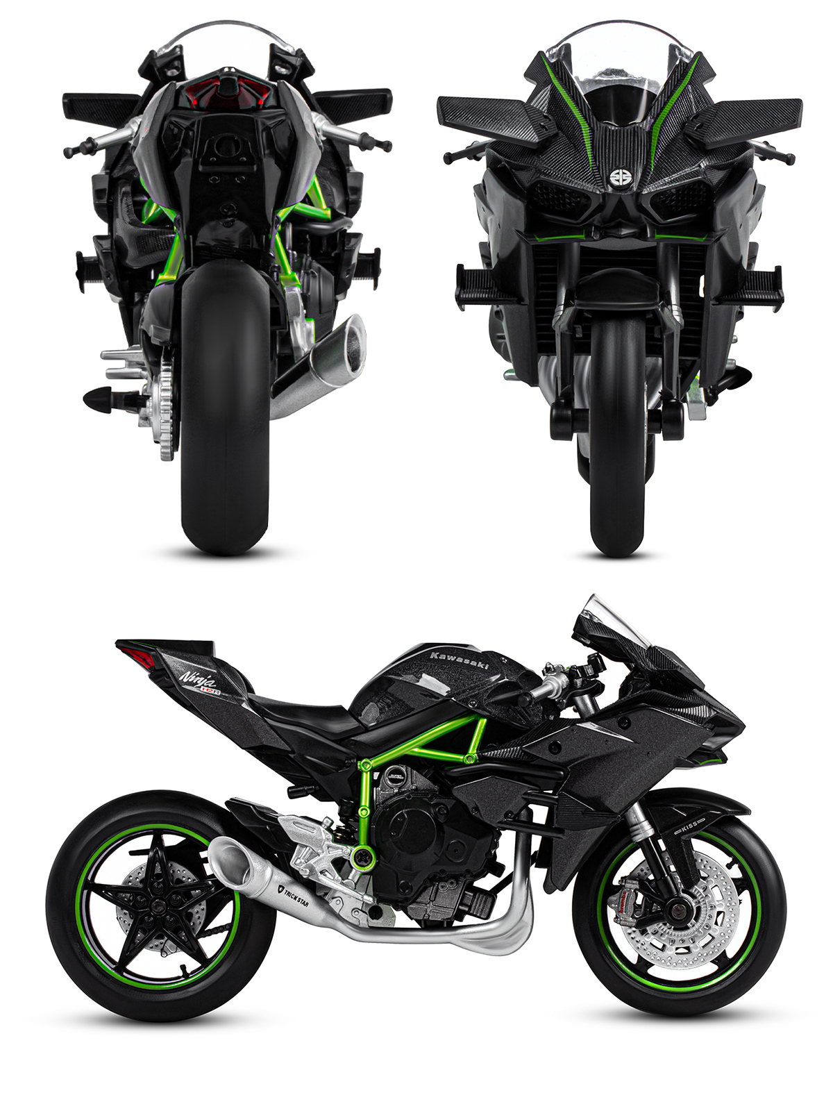 Мотоцикл АВТОпанорама Kawasaki Ninjia H2R 1:12 JB1251573 - фото 11