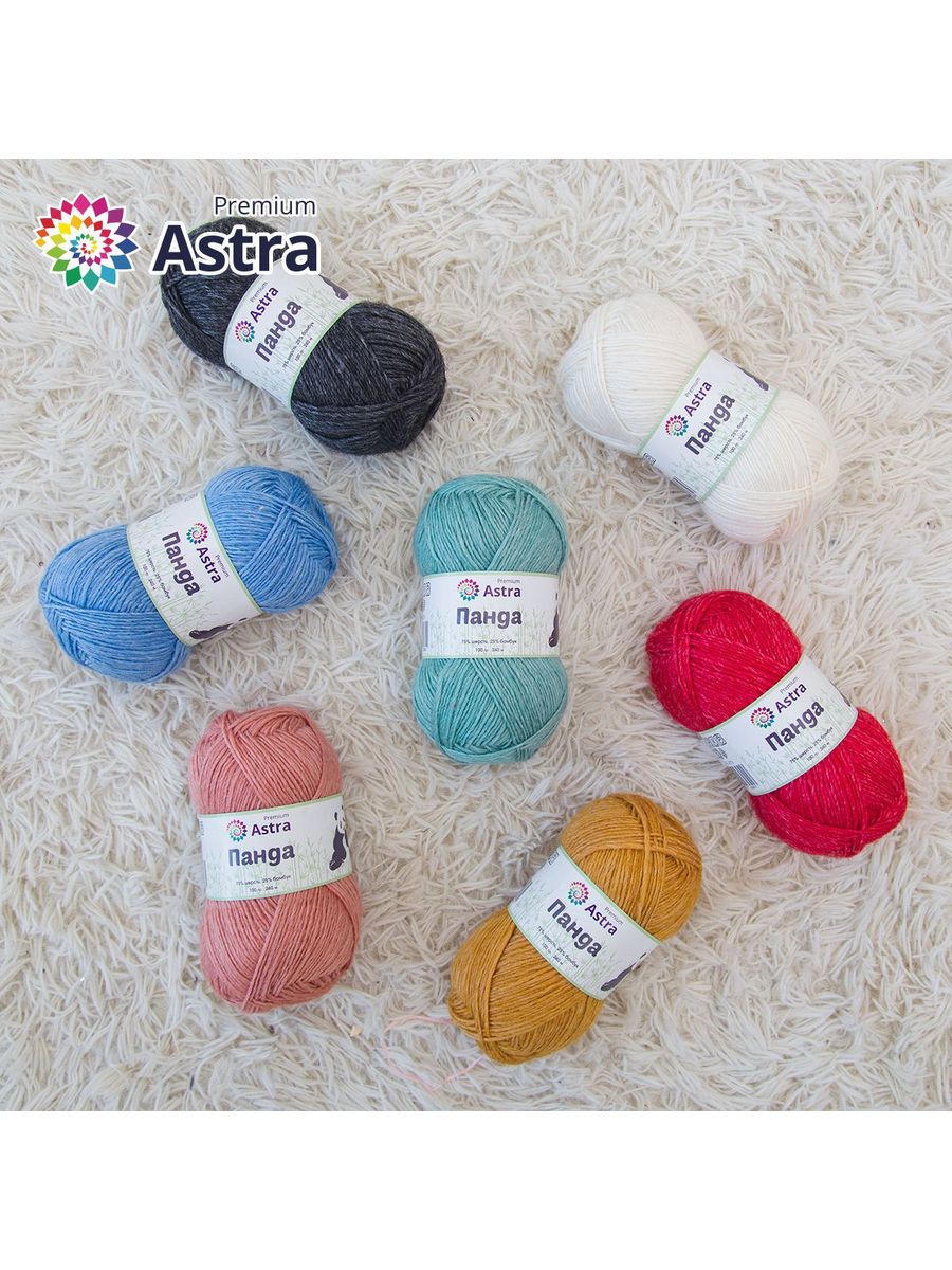 Пряжа Astra Premium Панда Panda шерсть бамбук 100 г 240 м 515 светло - голубой 2 мотка - фото 7