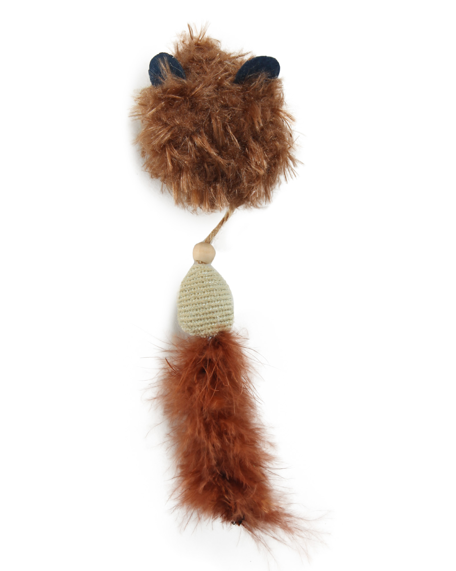 Игрушка для кошек Barbaks Мышь Хвостодер с кошачьей мятой с бубенчиком 21*4.5см - фото 4