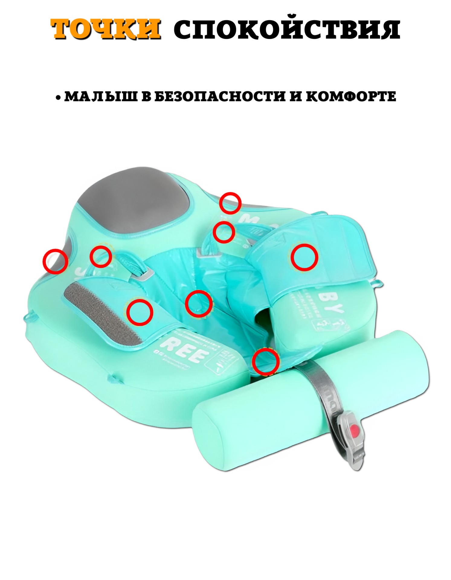 Круг для плавания детский Newone с трусами и навесом 3-24 месяца. Ненадувной круг для плавания для малышей - фото 12