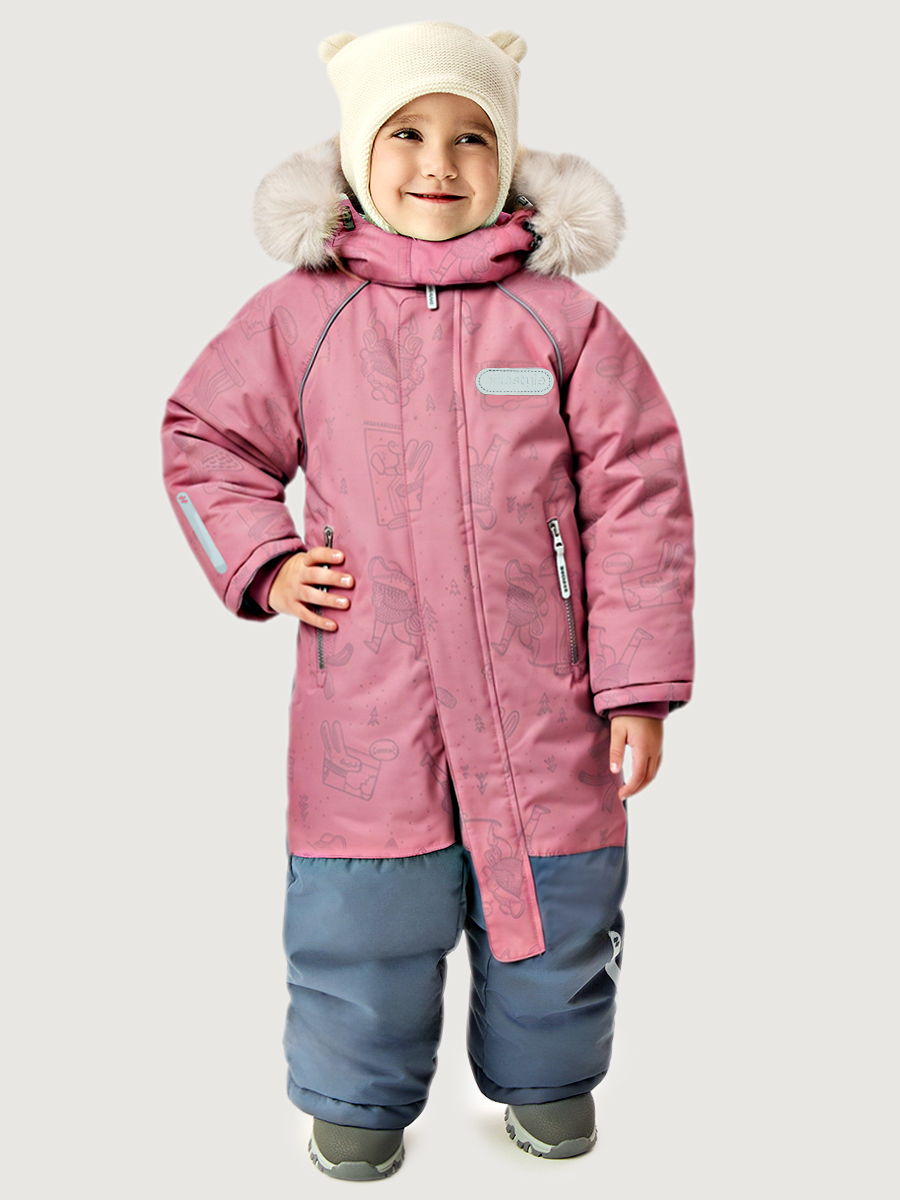 Комбинезон NIKASTYLE 8з0626 ягодный мусс/серый - фото 1