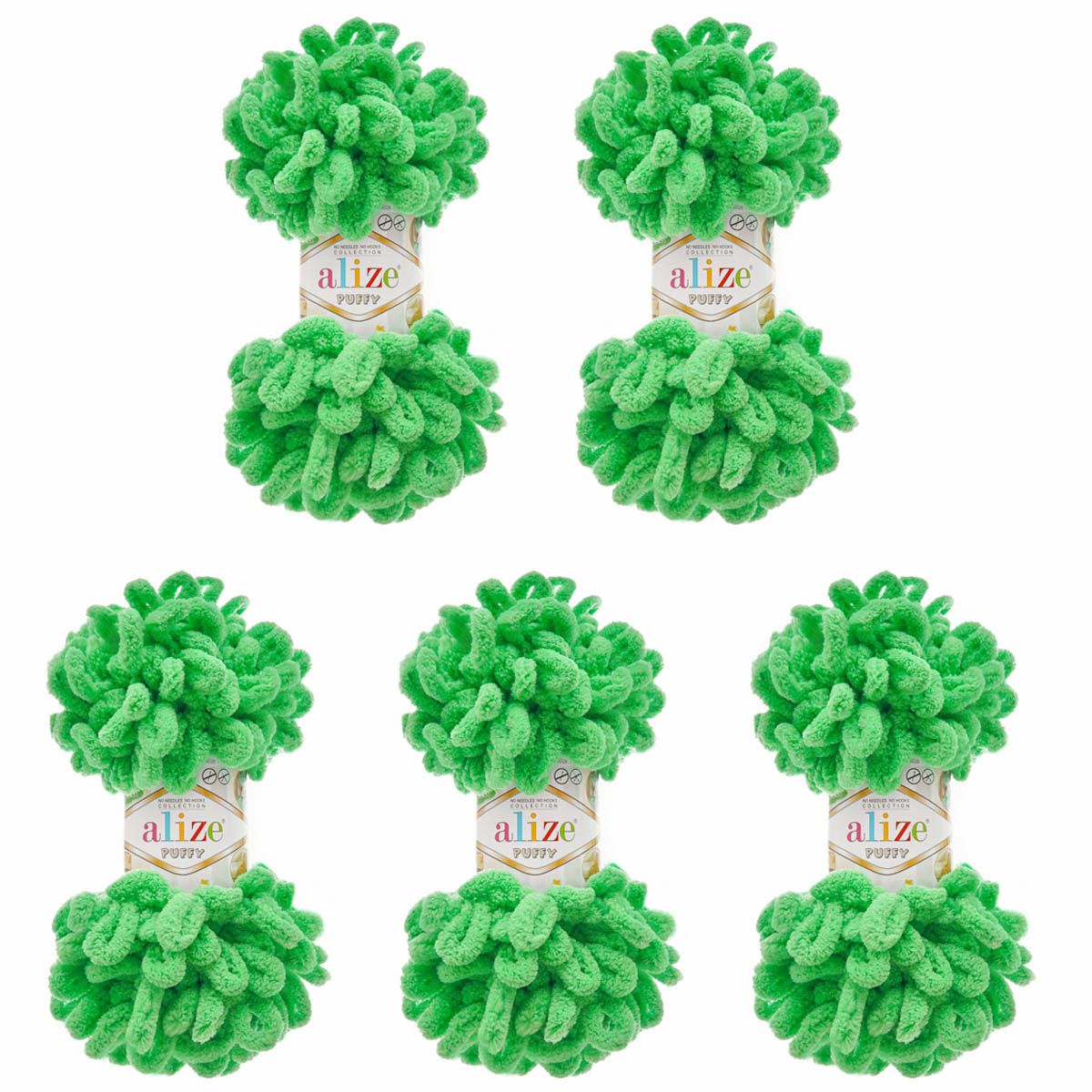 Пряжа для вязания Alize puffy 100 г 9 м микрополиэстер фантазийная плюшевая 778 весна 5 мотков - фото 6