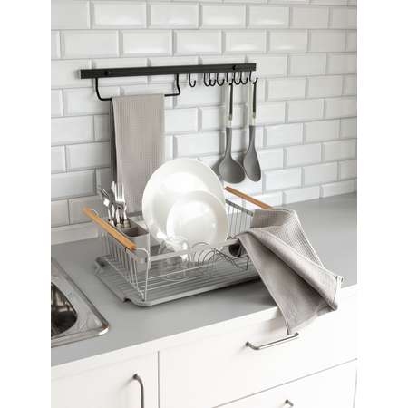 Сушилка кухонная DeNASTIA с поддоном и ручками 45x32.5x16.5 серый T000345