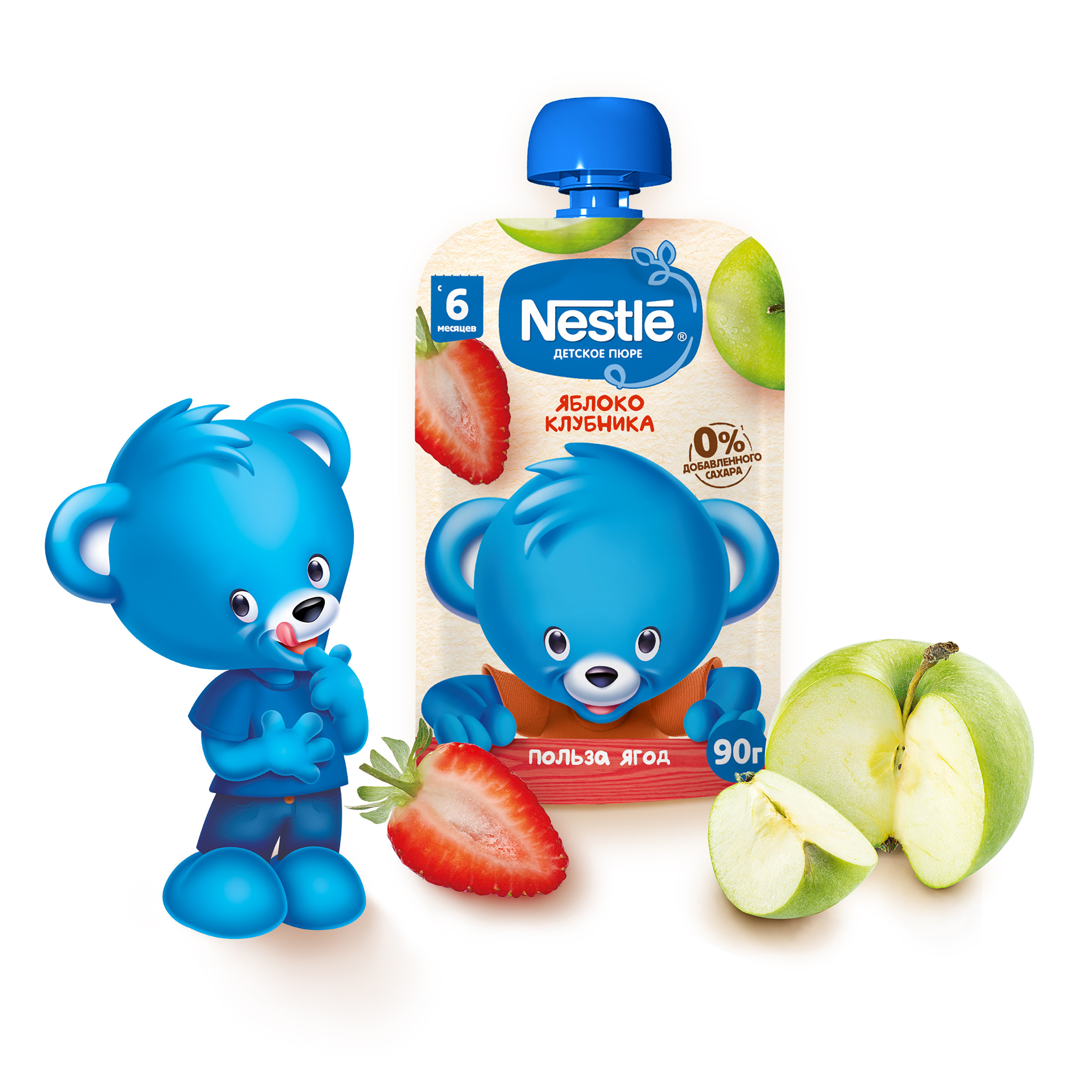Пюре Nestle Яблоко-клубника с 6 мес 90 г - фото 4