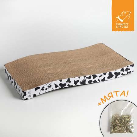 Когтеточка Пушистое счастье из картона с кошачьей мятой Moo-meow волна
