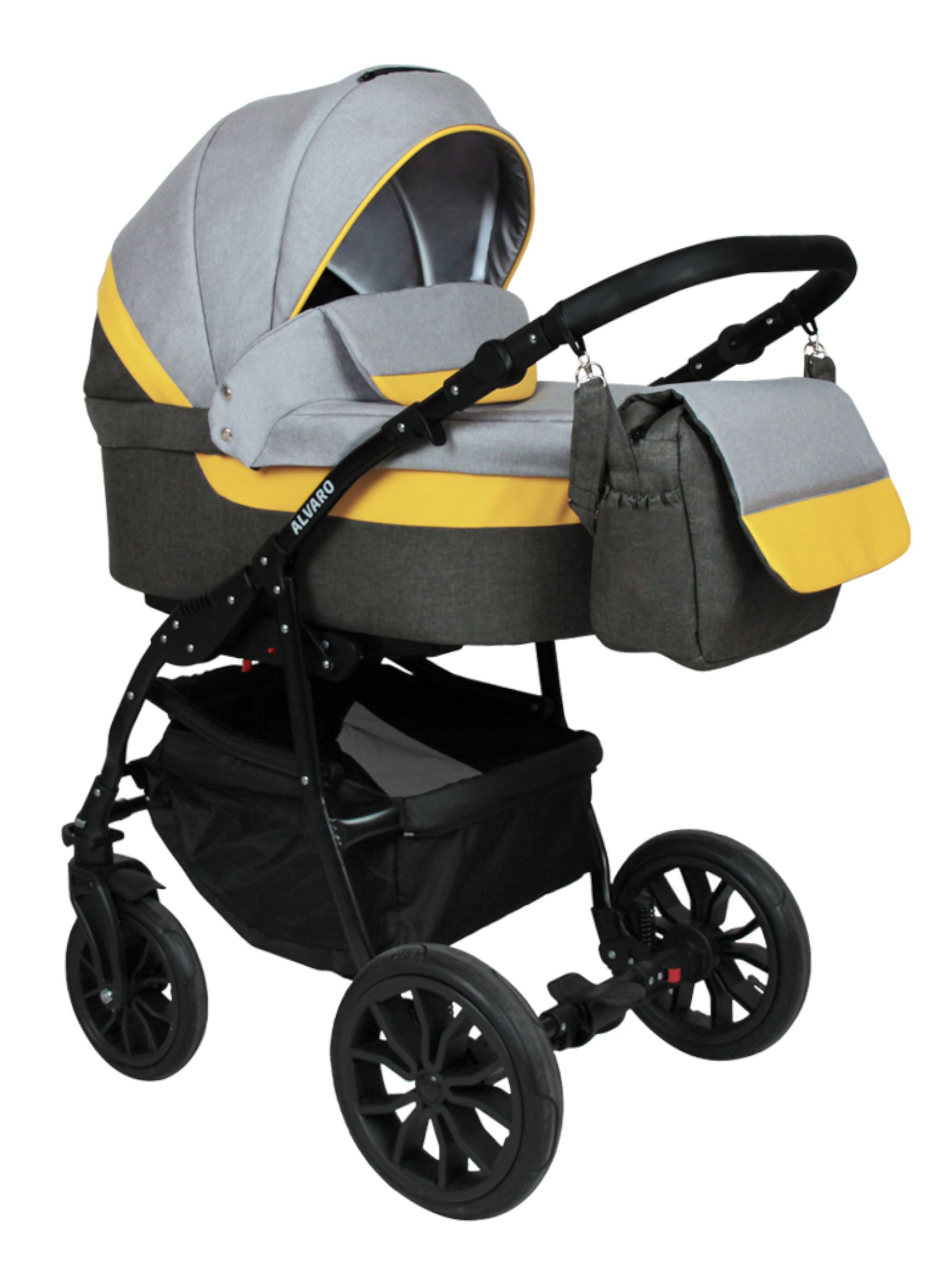 Коляска 3в1 alis ALVARO F 02 серый-желтый - фото 1