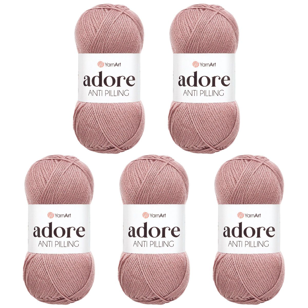 Пряжа для вязания YarnArt Adore 100 гр 280 м акрил с эффектом анти-пиллинга 5 мотков 344 пыльная роза - фото 8