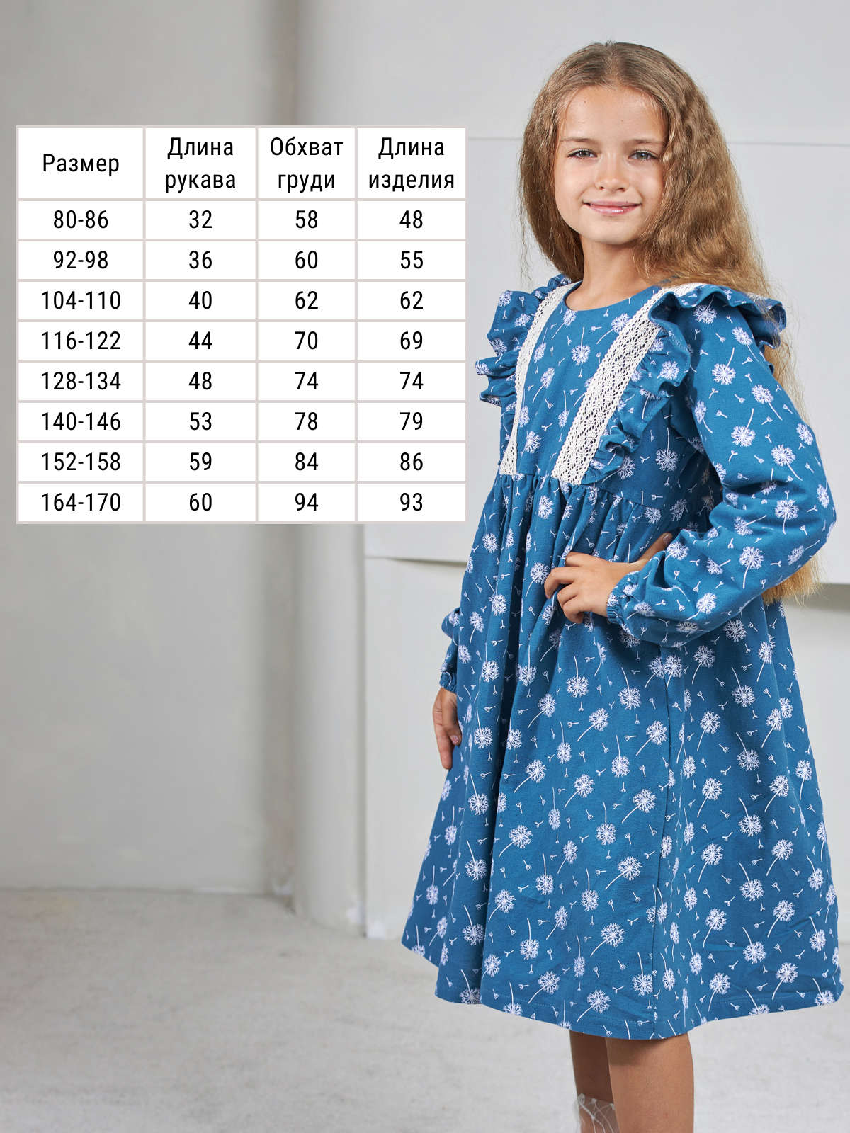 Платье MOUN платье_фланель/кружево_одуван.голуб - фото 4