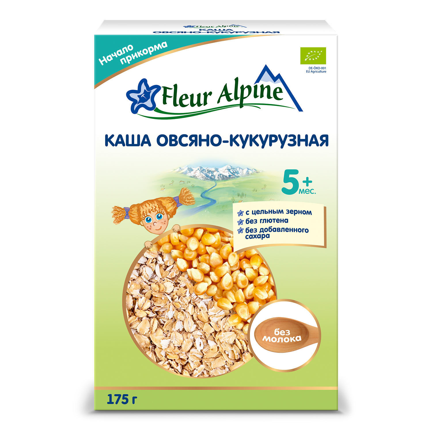 Каша безмолочная Fleur Alpine овсяно-кукурузная 175г с 5месяцев - фото 1