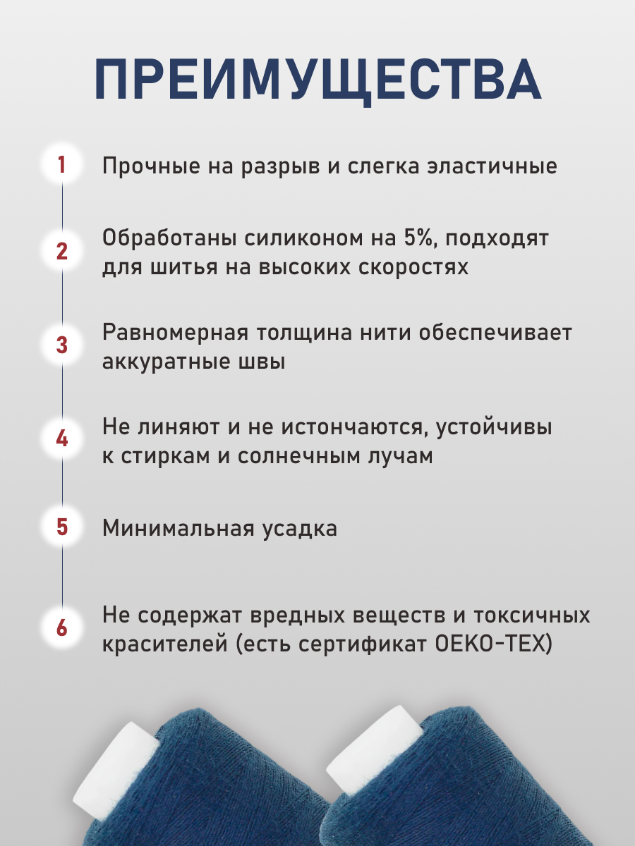 Нитки для шитья 40/2 Bestex 10шт цв 95 - фото 3
