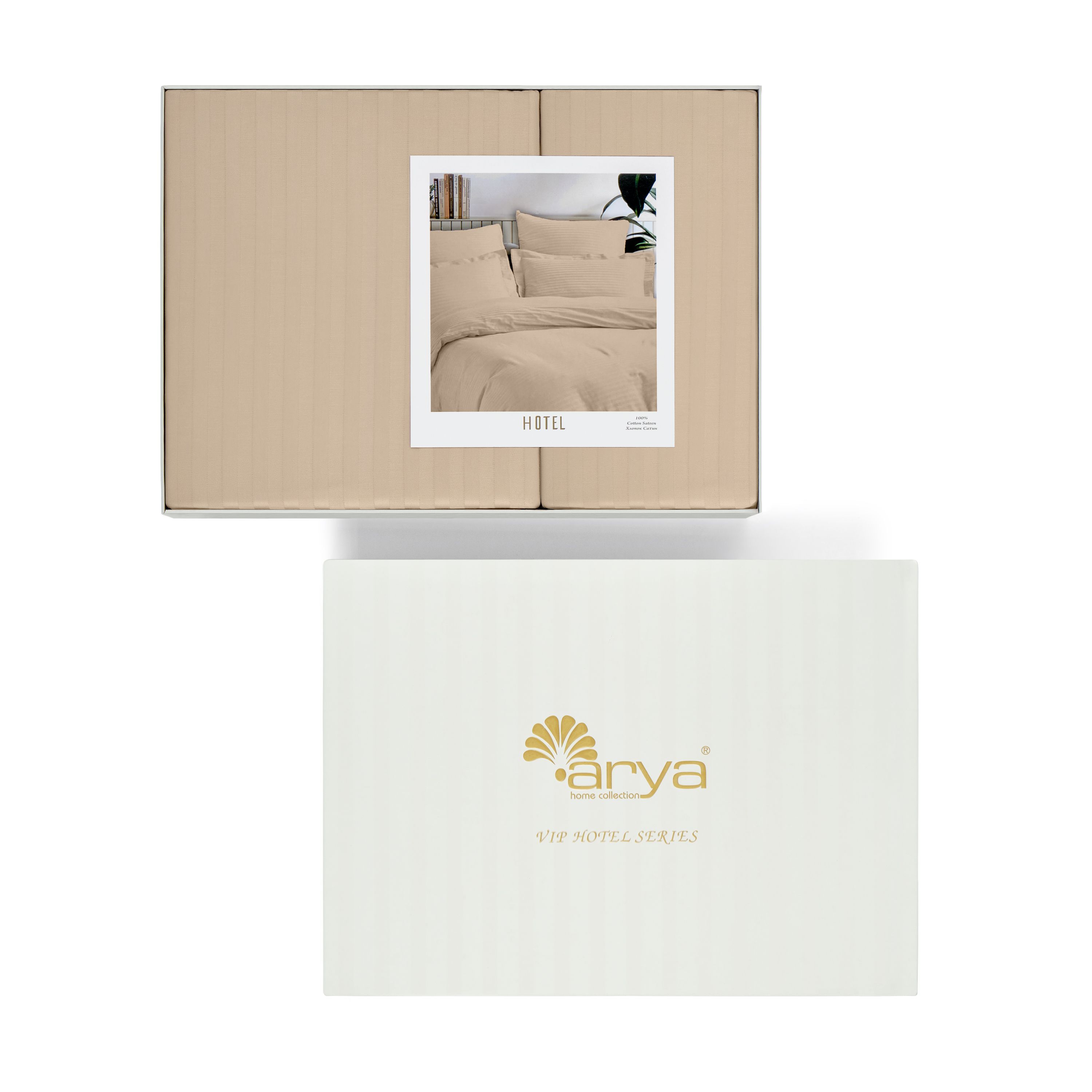 Постельное белье Arya Home Collection семейное VIP страйп сатин 2 пододеяльника - фото 11
