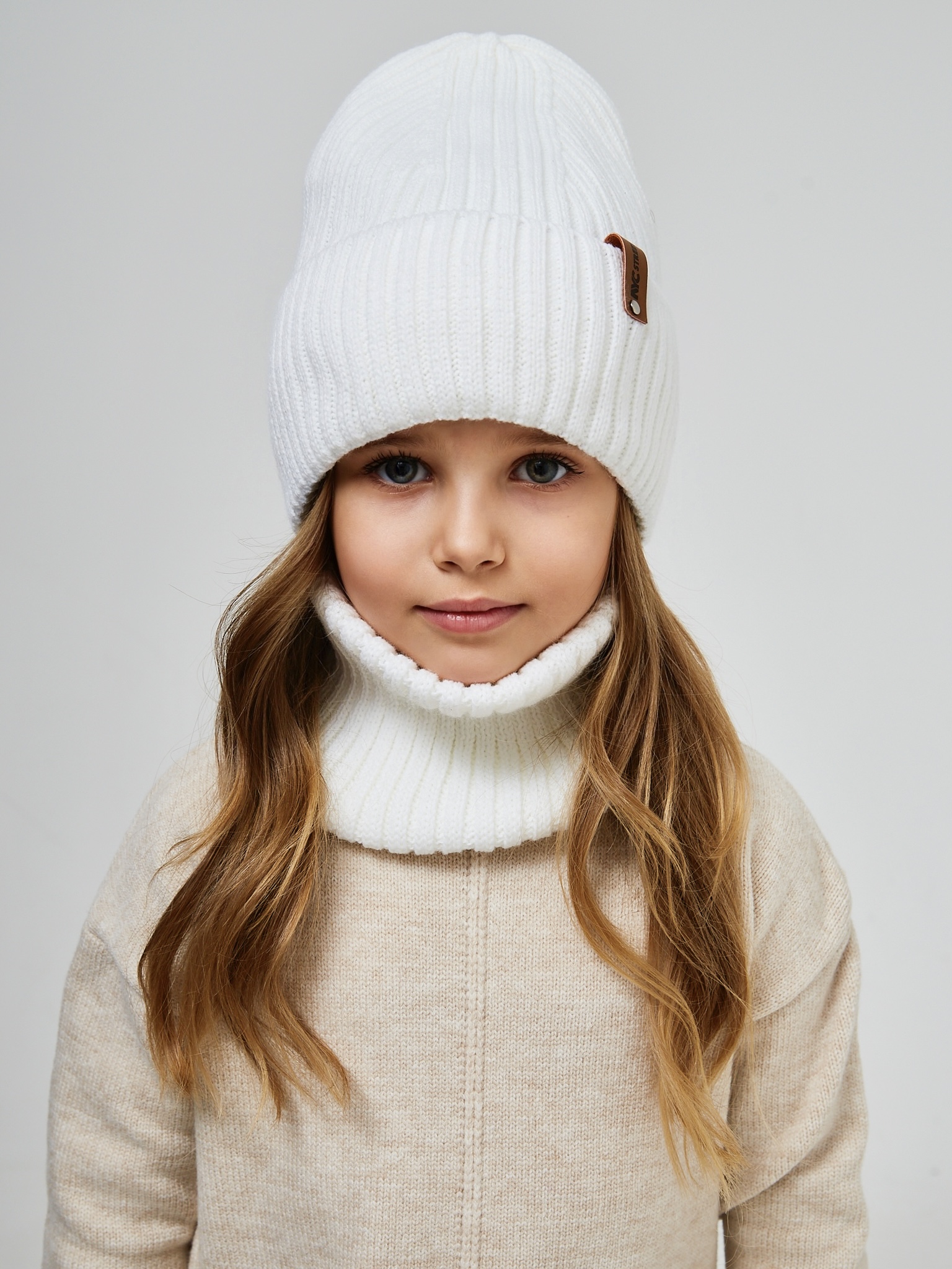 Шапка и снуд NYCkids NYC-H-53-poloski-whiteG - фото 13