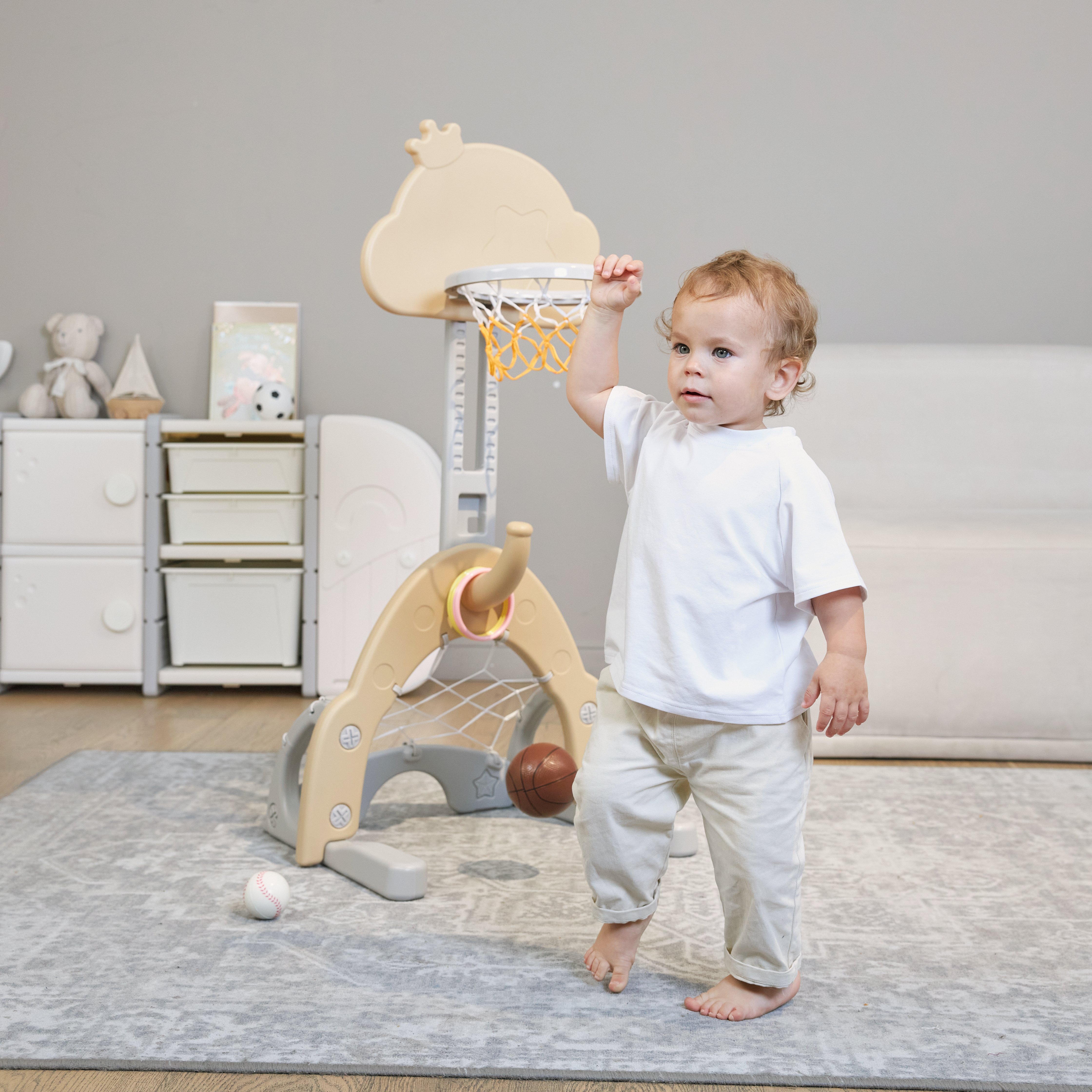 Баскетбольная стойка детская UNIX Kids Star сamel 2в1 для дома и улицы хоккейные футбольные ворота - фото 15