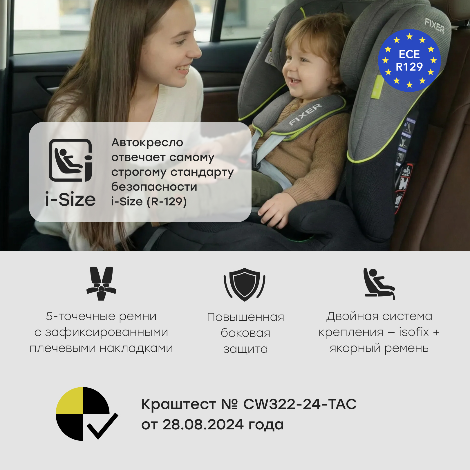 Автокресло Happy Baby Fixer Isofix 1/2/3 (9-36 кг) черный - фото 2
