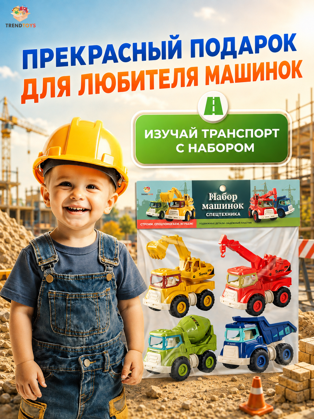 Игровой набор TrendToys Машинки спецтехника 4шт. LDG122 - фото 8