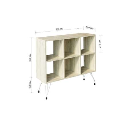 Стеллаж WoodSteel горизонтальный в стиле Лофт Liverpool 90x30x83 см
