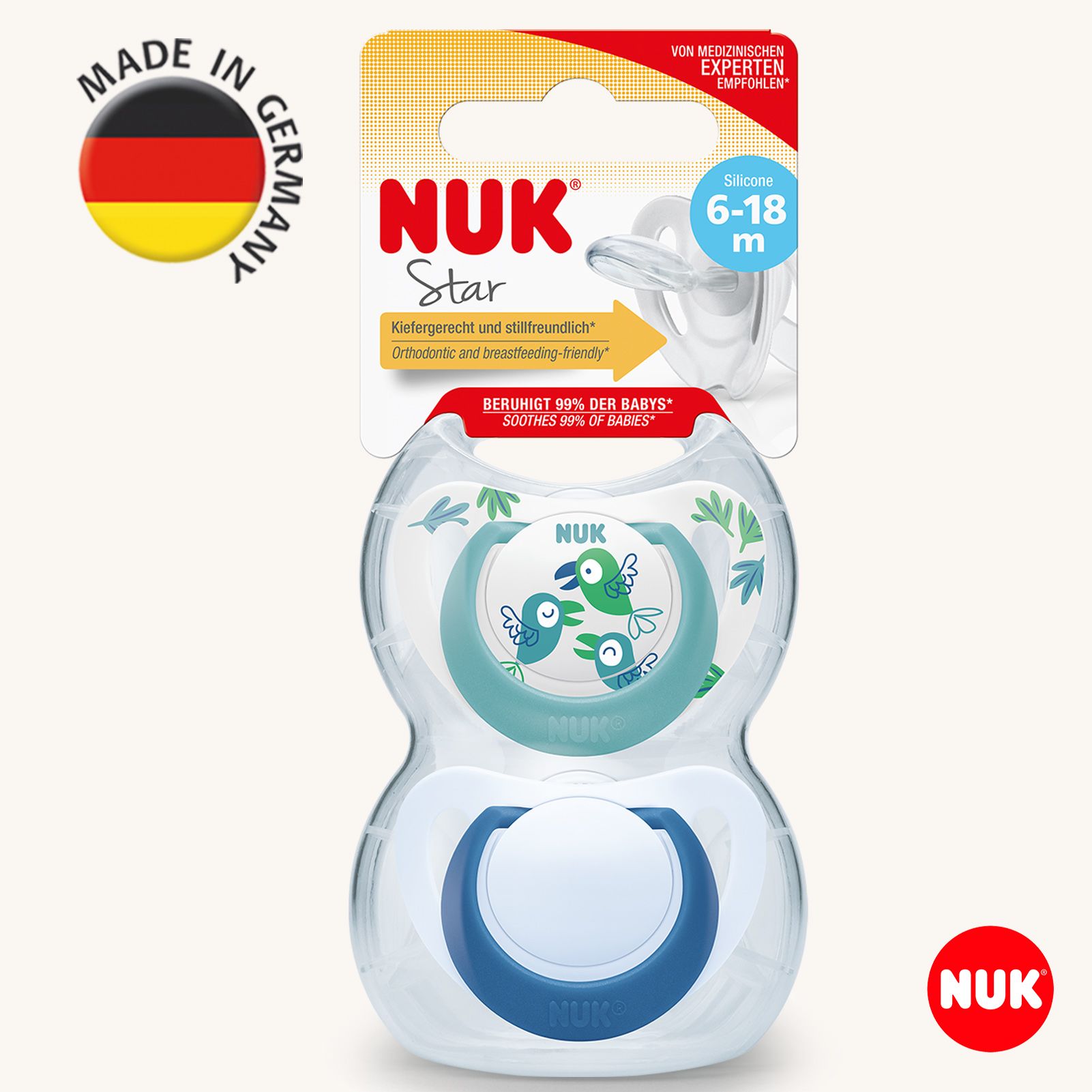 Пустышка Nuk силикон ортодонтическая от 6 мес. 2 шт. - фото 1
