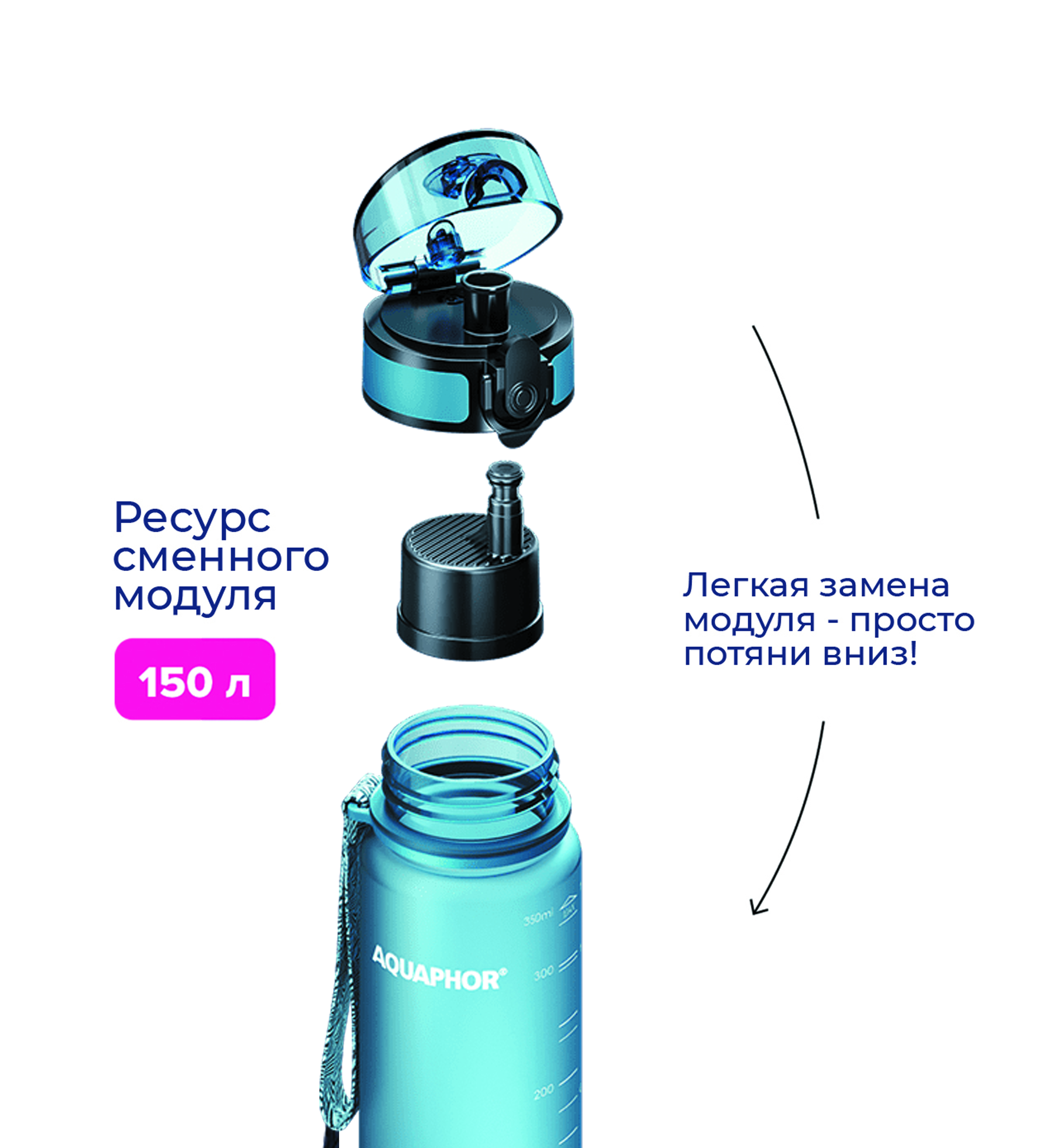 Бутылка-фильтр Аквафор 350 мл светло-голубая - фото 4