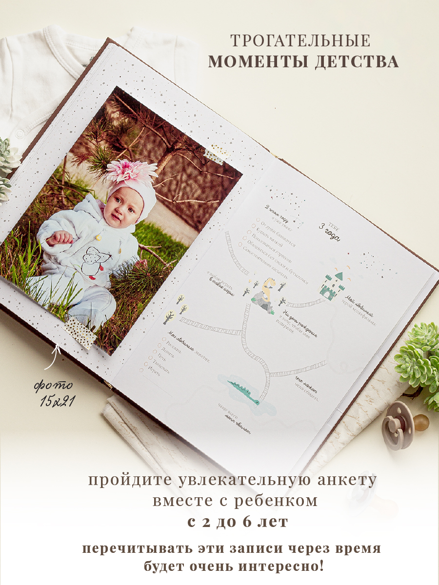 Первый альбом новорождённого Moms Recordbook коричневая кожа - фото 8