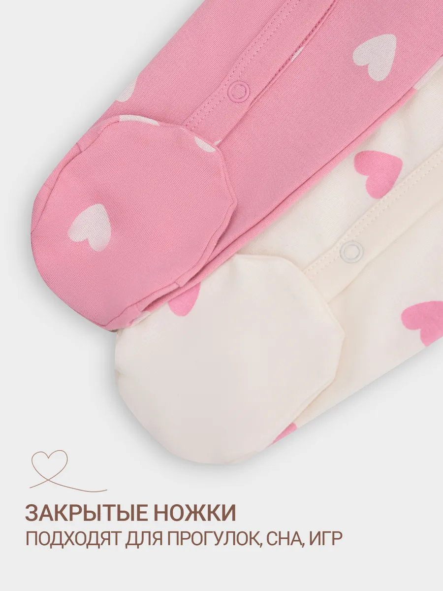 Комбинезон 2 шт Mark Formelle (Марк Формэль) 14005-2/сердечки на молоке +сердечки на розовом - фото 7