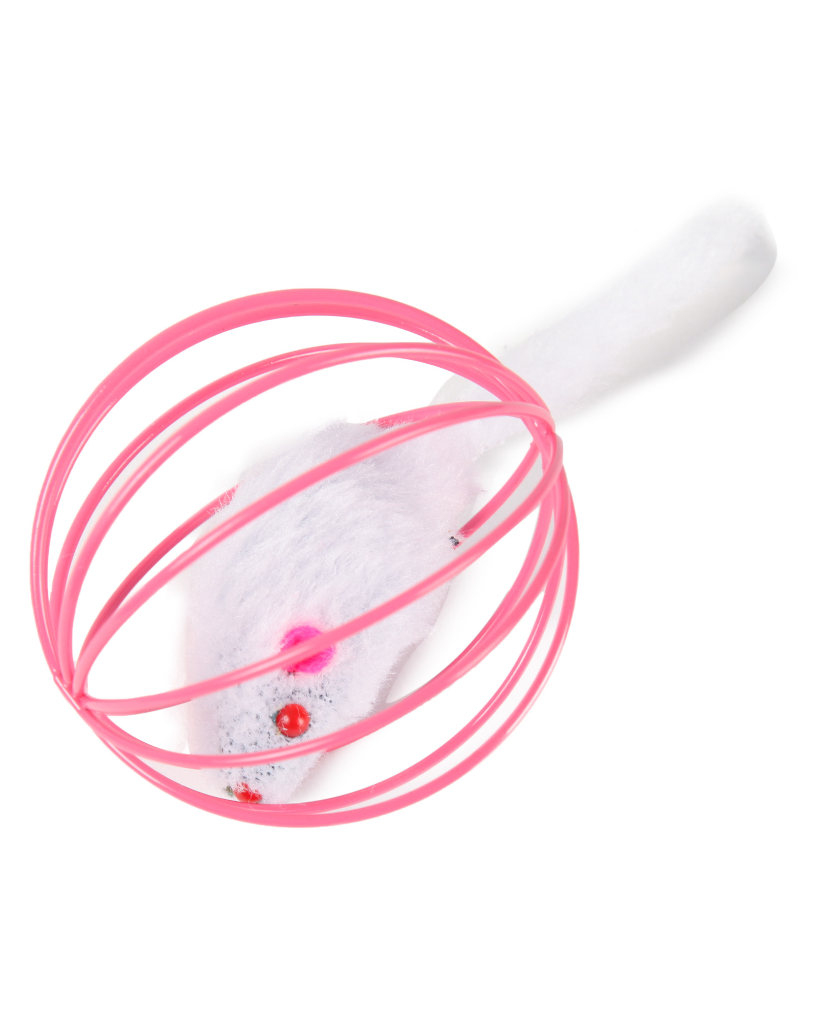 Игрушка для кошек Barbaks Мышь в шаре розовая сетка с кошачьей мятой 6см - фото 1