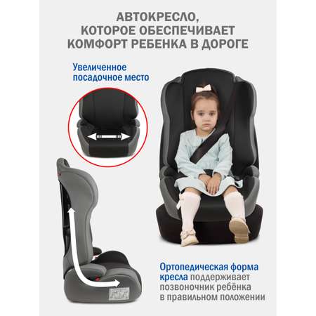 Автокресло SIGER Кросс 2/3 (15-36 кг) серый