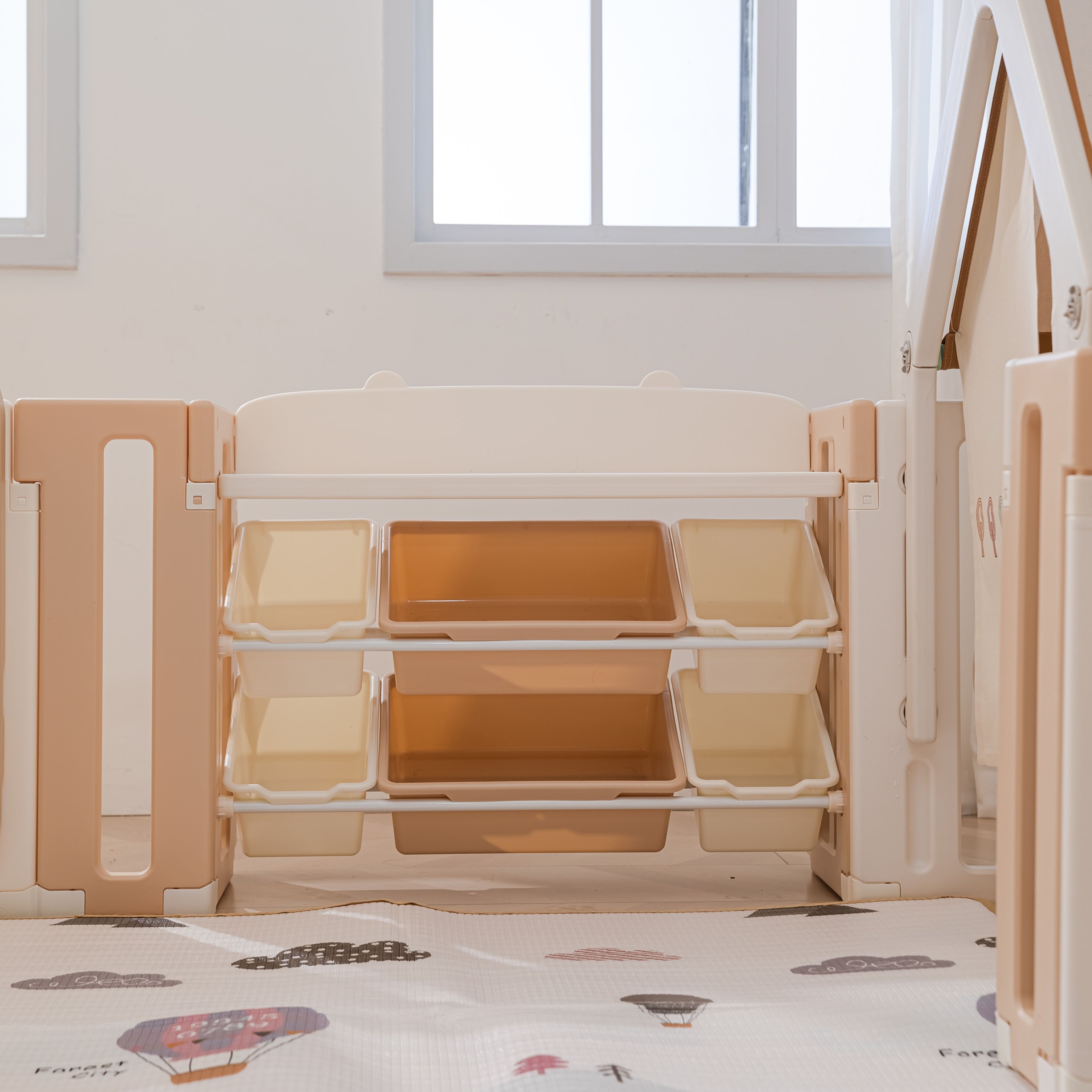 Манеж UNIX Kids DeLuxe House Storage (150x180 cm) Camel PPLXSWHS180WC - фото 9