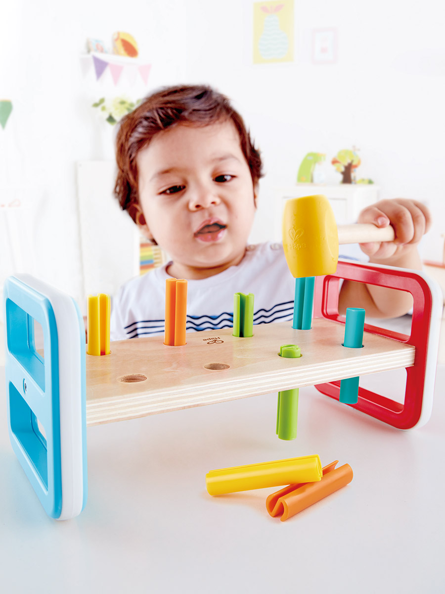 Игрушка музыкальная Hape Радужная ксилофон, металлофон, барабаны, бубен - фото 2