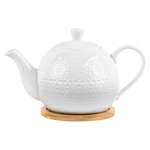 Чайник Elan Gallery 1.1 л Кружево на деревянной подставке