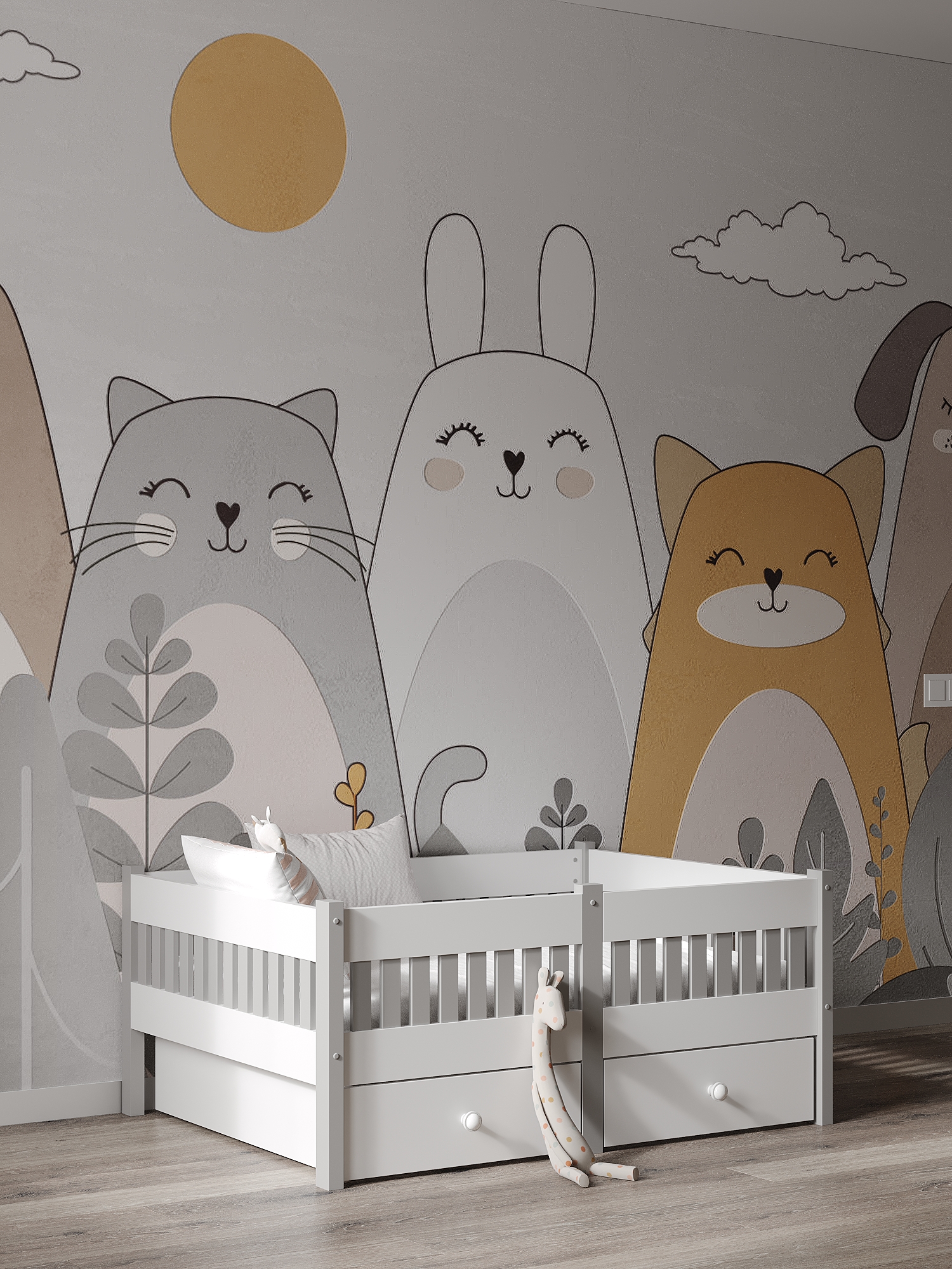 Кровать подростковая Moms charm Бортики (белый, серый) - фото 14