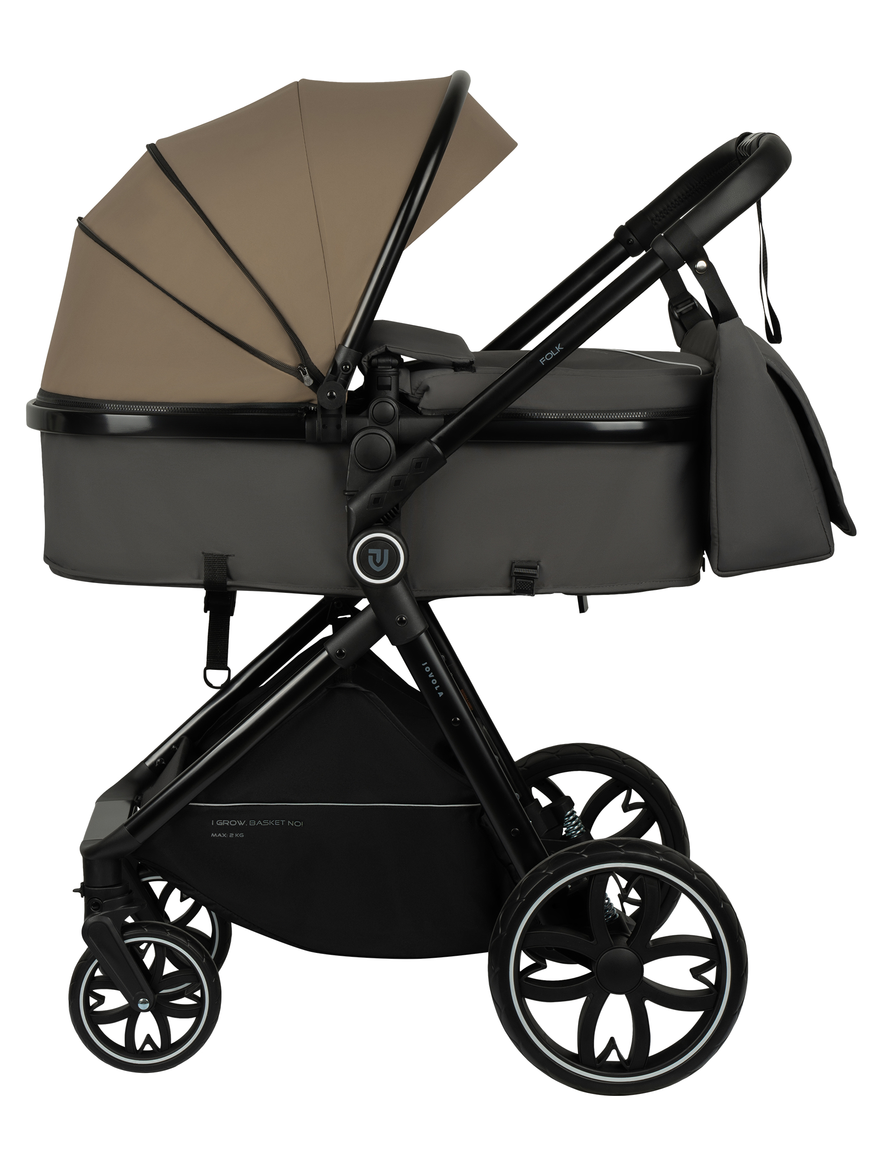 Коляска трансформер JOVOLA 3в1 Folk, темно-бежевый - фото 14