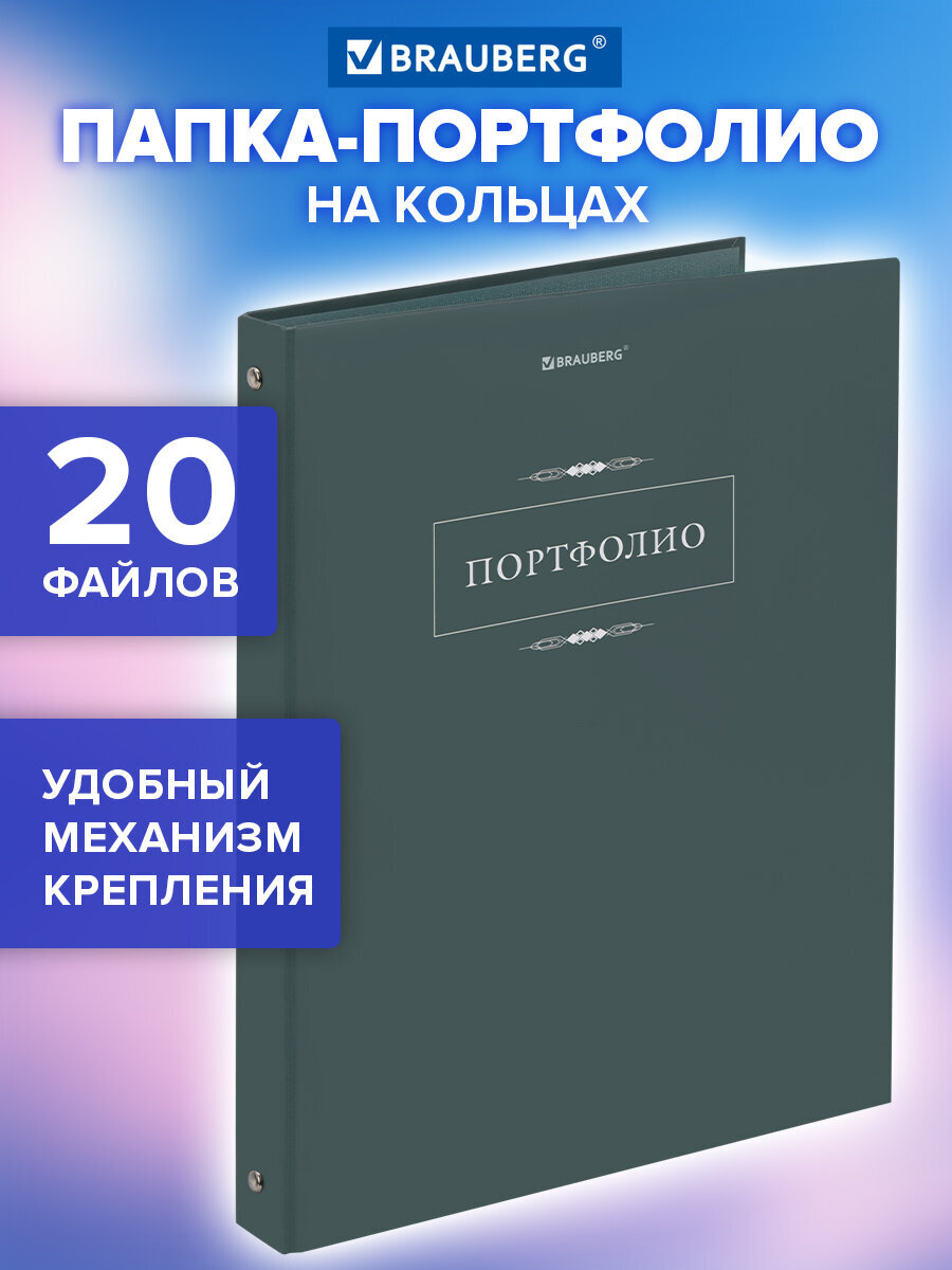 Портфолио школьника Brauberg папка А4 на кольцах 20 файлов для девочки и мальчика - фото 1