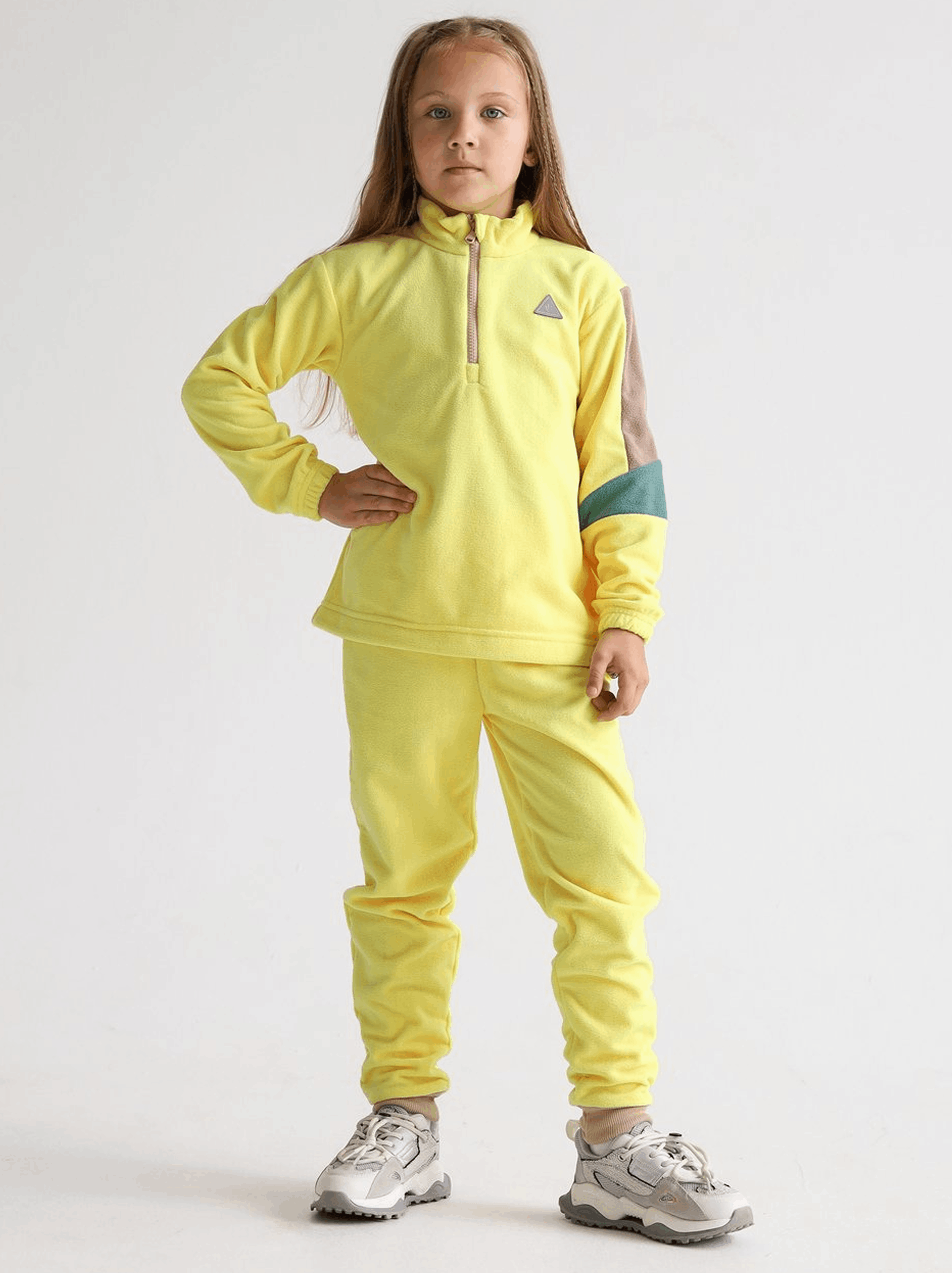 Костюм MINIDINO Т-КМПЛ-012/ДКомплект детский флисовый Colour block лимон - фото 1