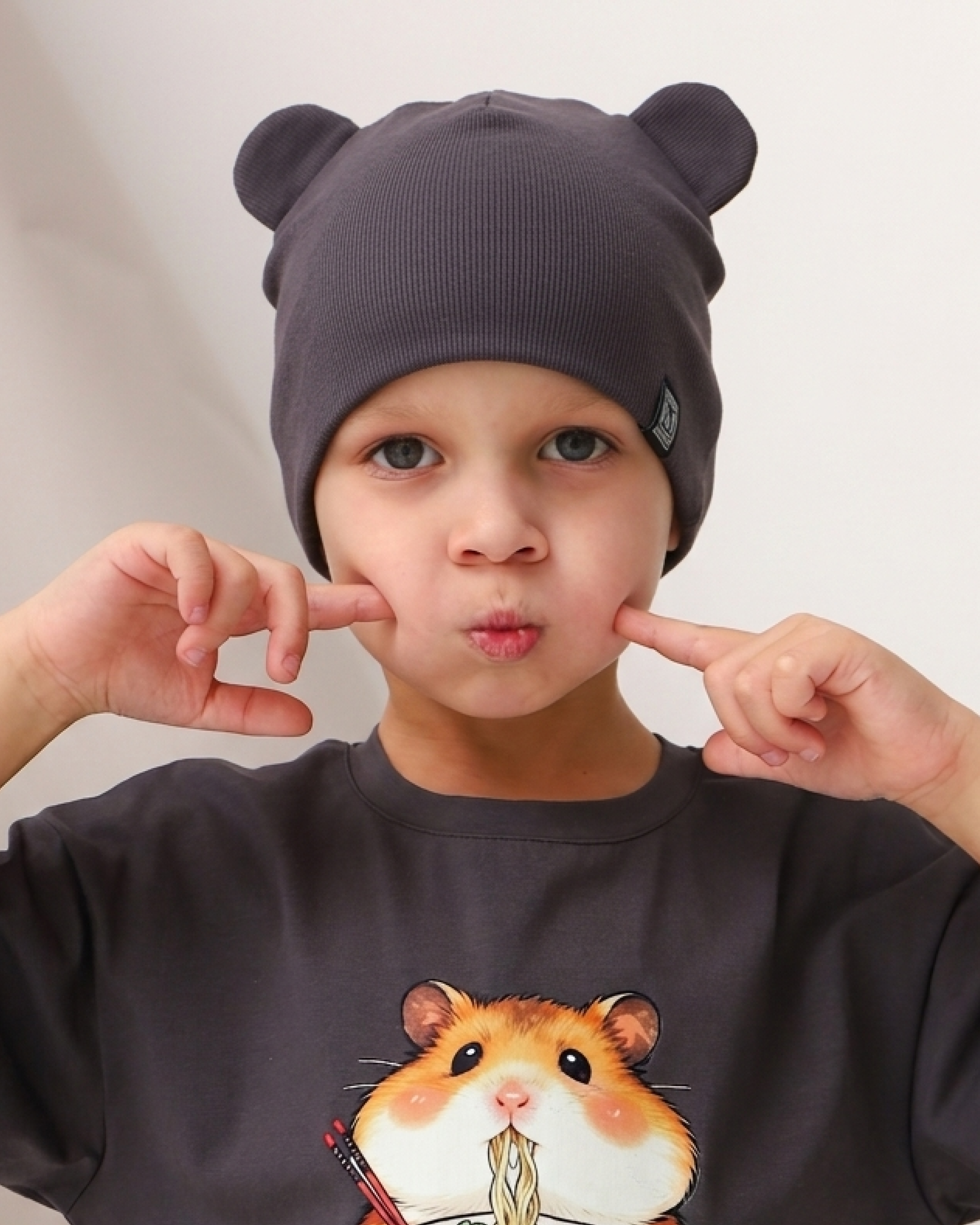 Шапка MINIDINO Т-ГУ-Ш008Шапка Уши 2.0 графит - фото 1