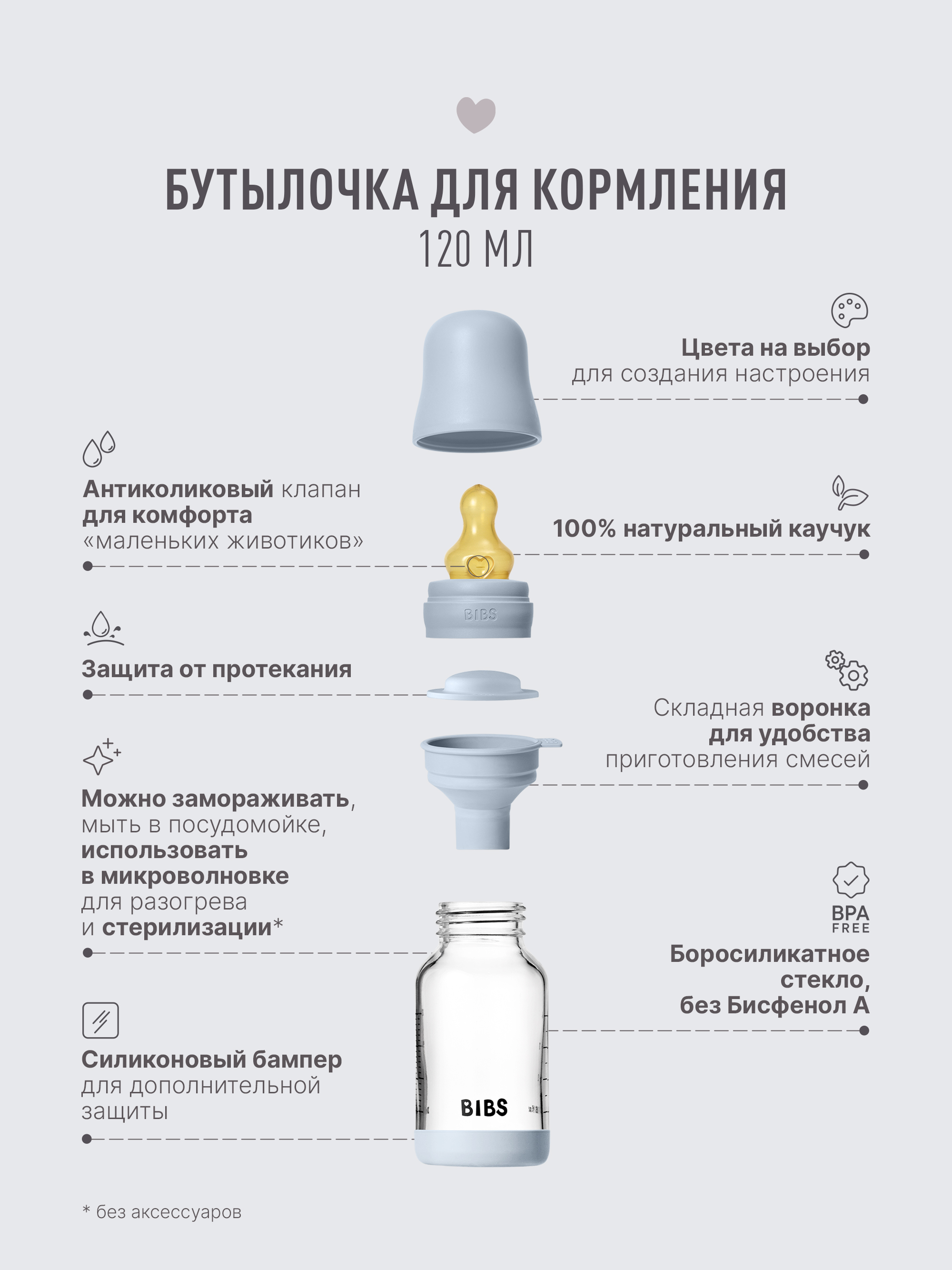 Бутылочка BIBS 120 мл 1 шт. - фото 3
