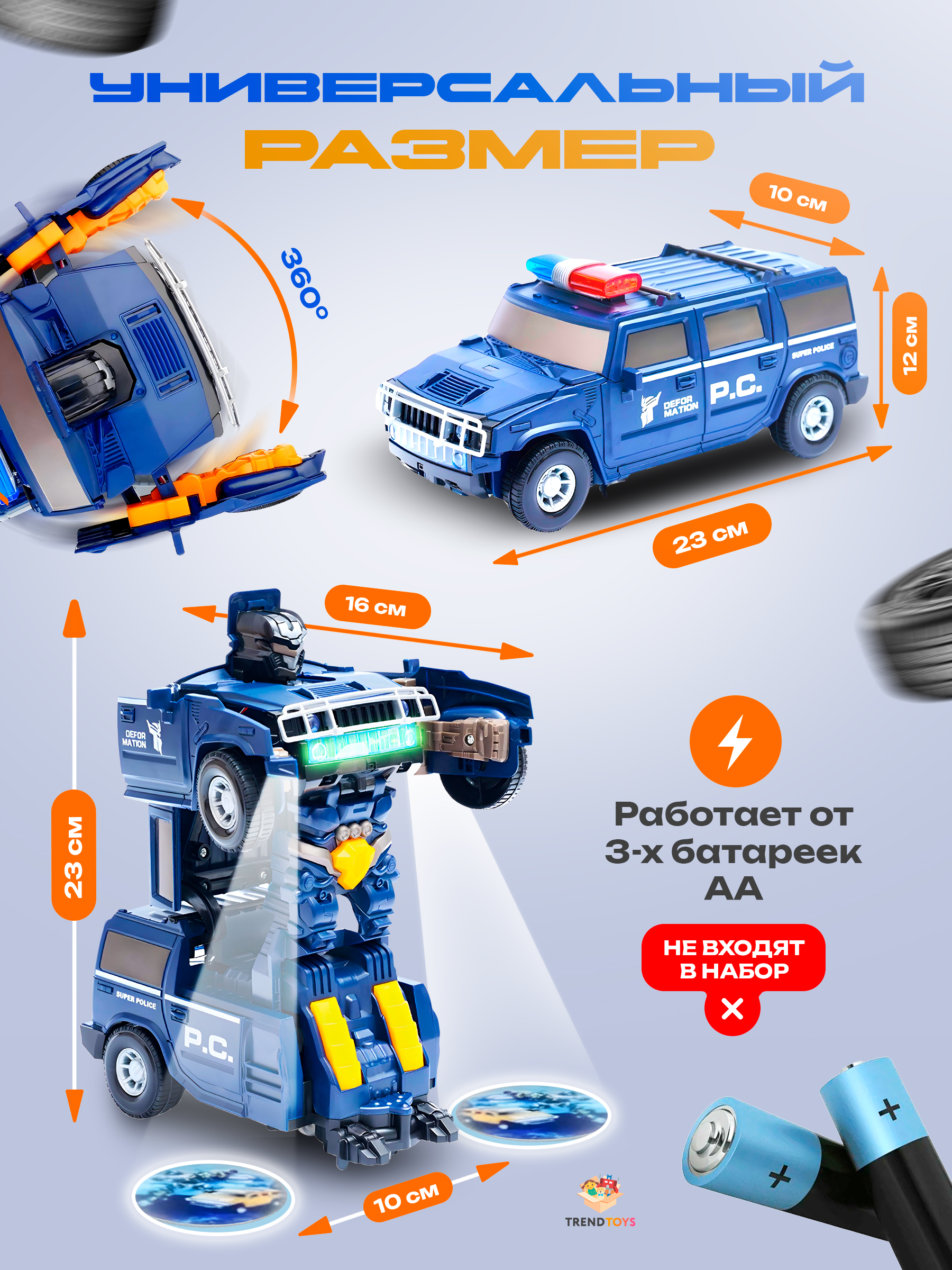Фигурка TrendToys Робот трансформер полиция - фото 6
