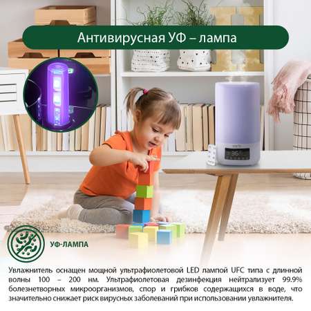Увлажнитель воздуха ультразвуковой MARTA MT-2696 белый жемчуг верхний залив антивирусная УФ - лампа