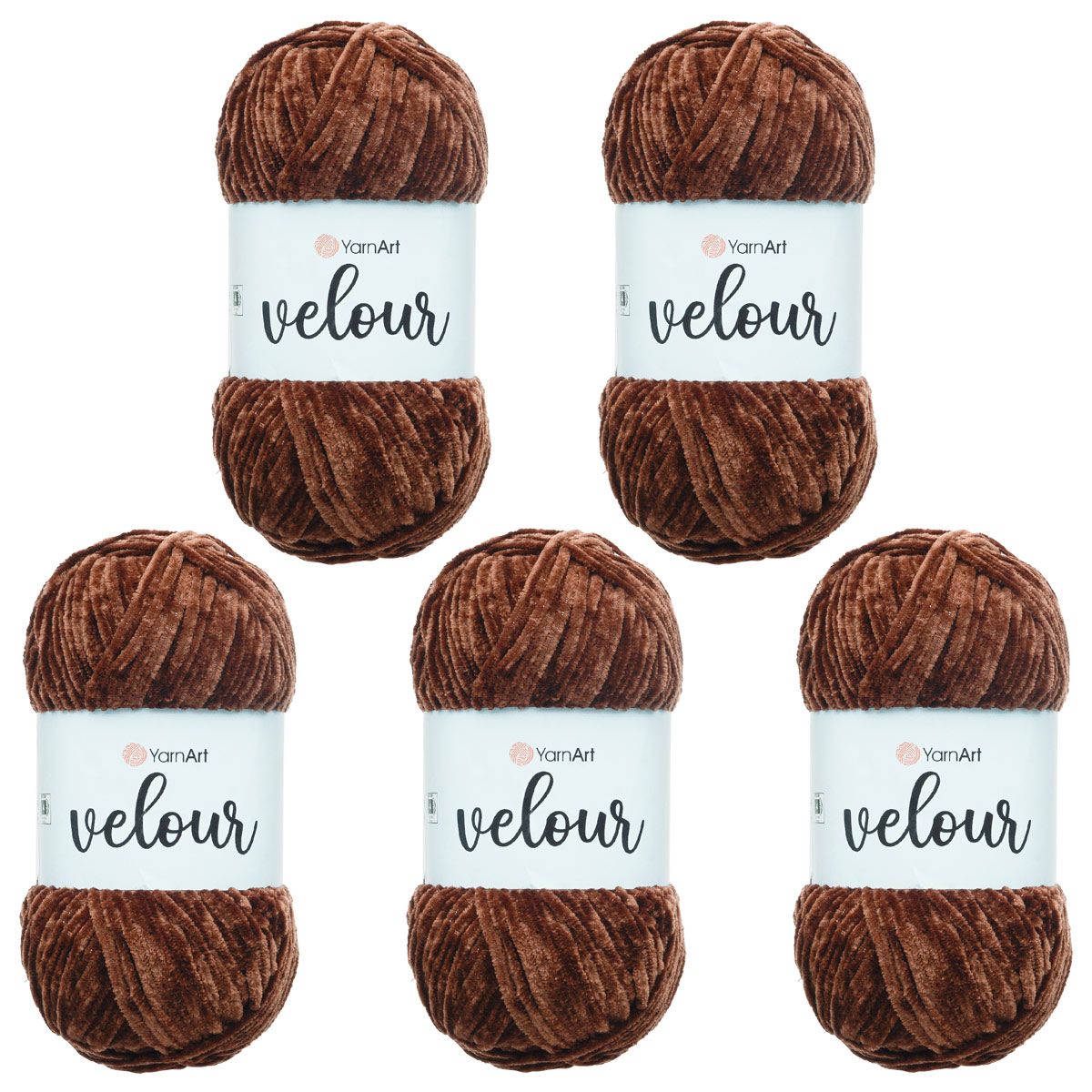 Пряжа для вязания YarnArt Velour 100 г 170 м микрополиэстер мягкая велюровая 5 мотков 852 шоколад - фото 5