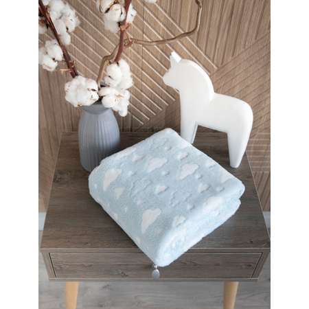Плед плюшевый Baby Nice Micro Flannel Облака 100х118 см голубой