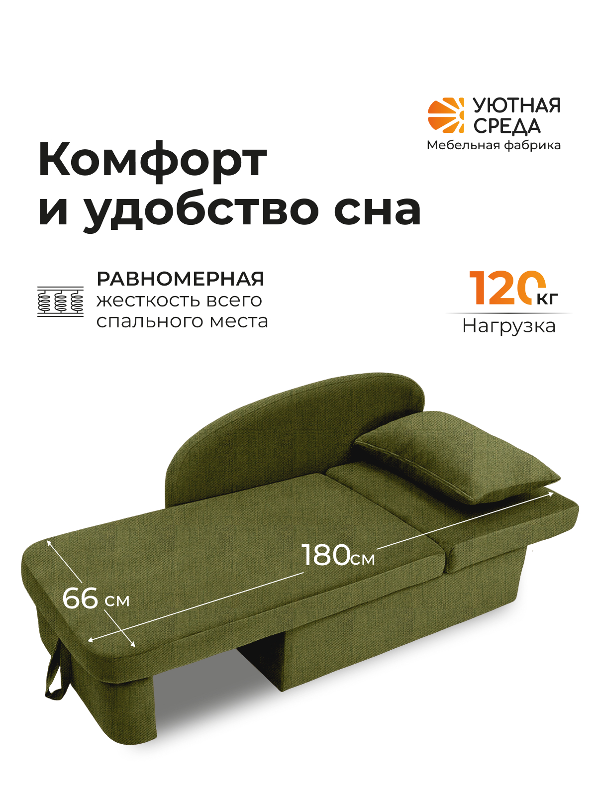 Диван Уютная среда рогожка зеленая правый зеленый - фото 3