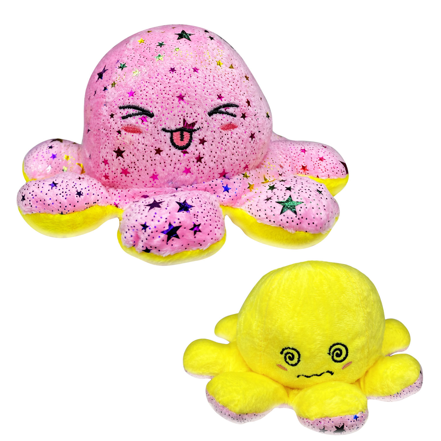 Мягкая игрушка MINI-TOYS вывернушка Осьминог двусторонний. Жёлтый-розовый - фото 1