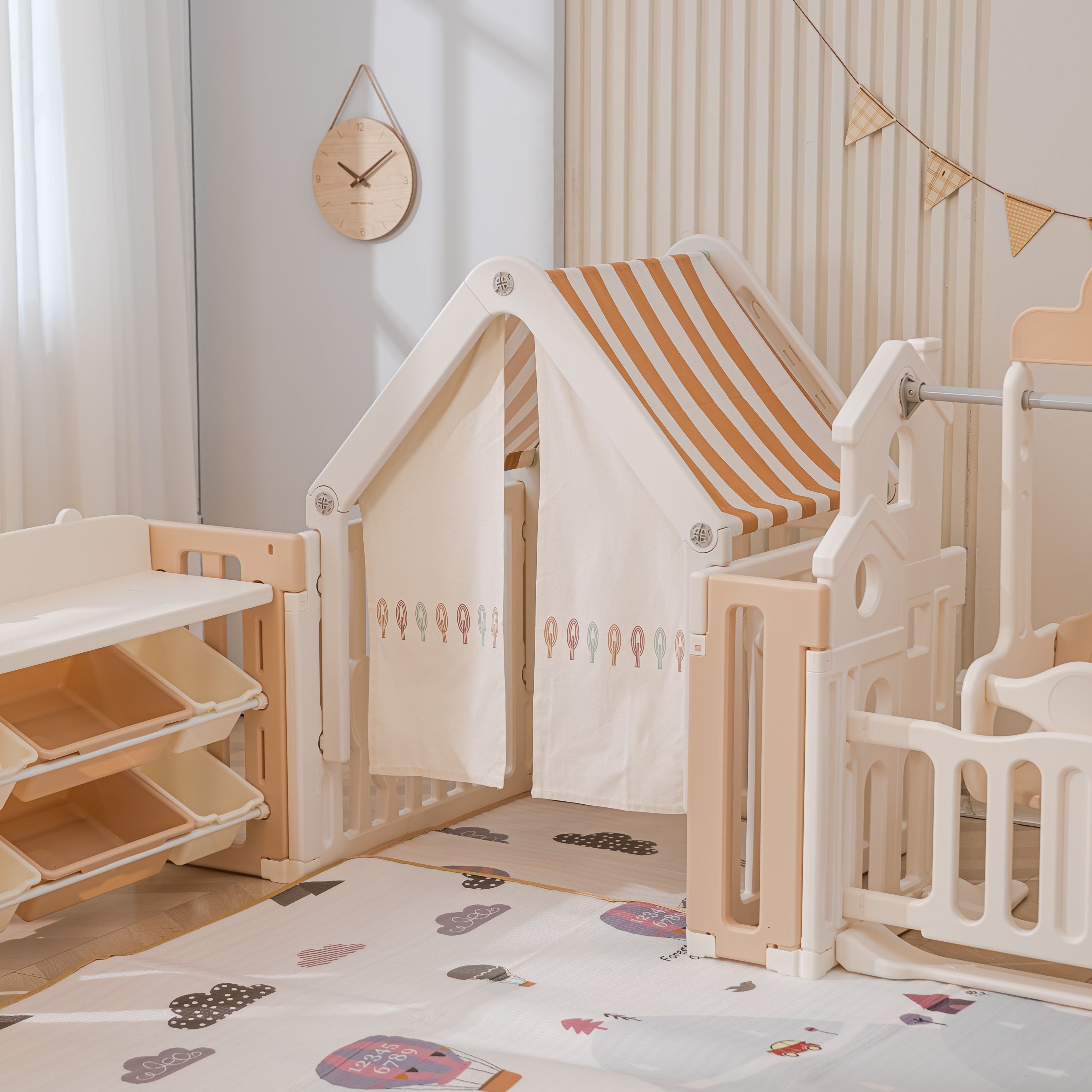 Манеж UNIX Kids DeLuxe House Storage (150x180 cm) Camel PPLXSWHS180WC - фото 8