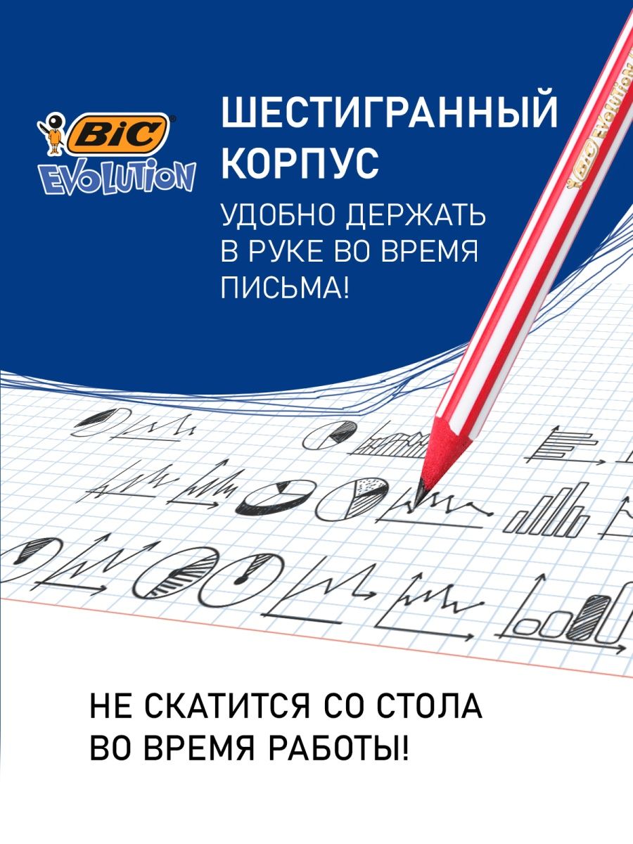 Карандаши чернографитные BIC 12 шт. - фото 6