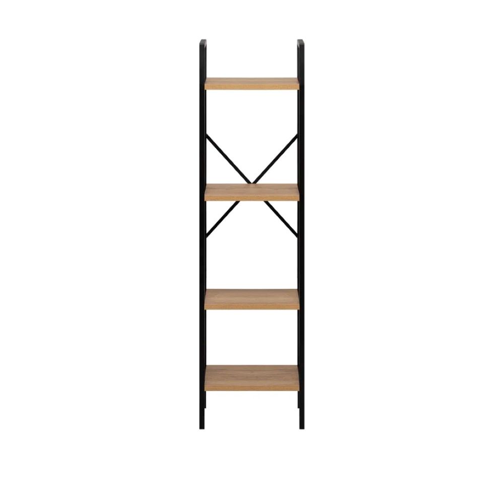 Стеллаж Leset Стилвуд 14 узкий 4 полки Черный/Дуб крафт золотой - фото 2
