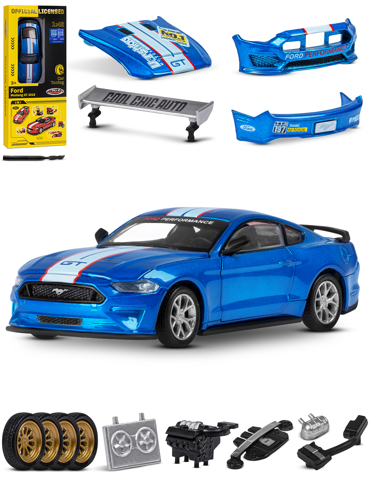 Автомобиль AUTODRIVE Ford Mustang Сборная модель 1:42 JB1251640 - фото 8