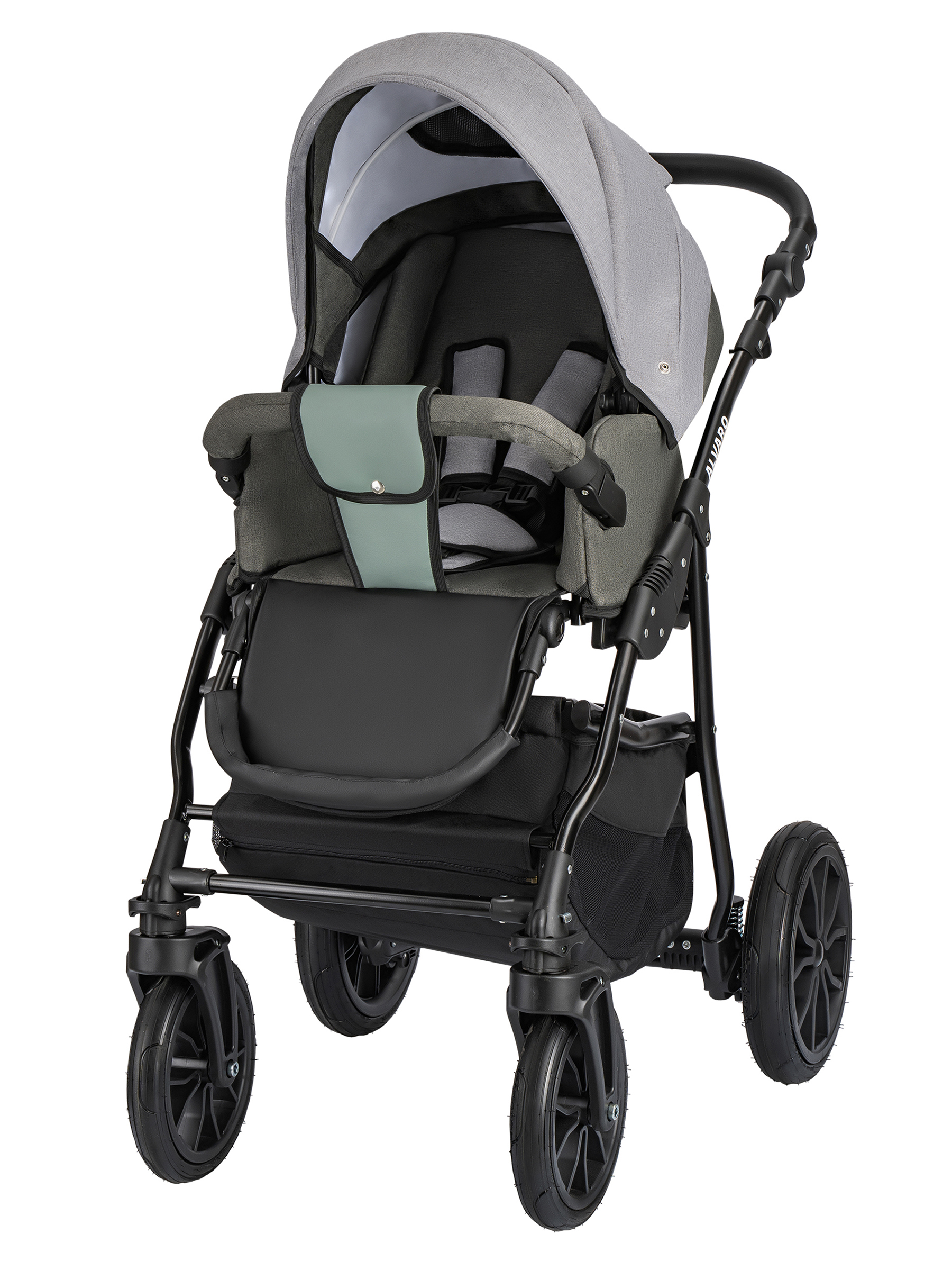 Коляска 3в1 alis Alvaro F 10 серый-шалфей - фото 9