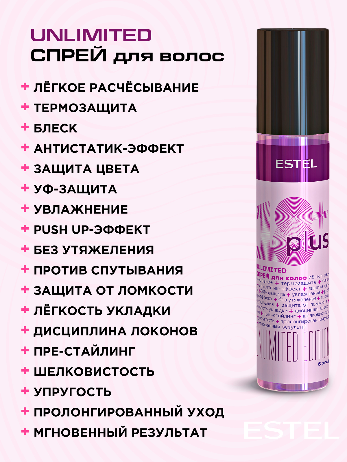 Увлажняющий спрей ESTEL 18+ PLUS термозащита для волос лёгкое расчёсывание 200 мл - фото 2