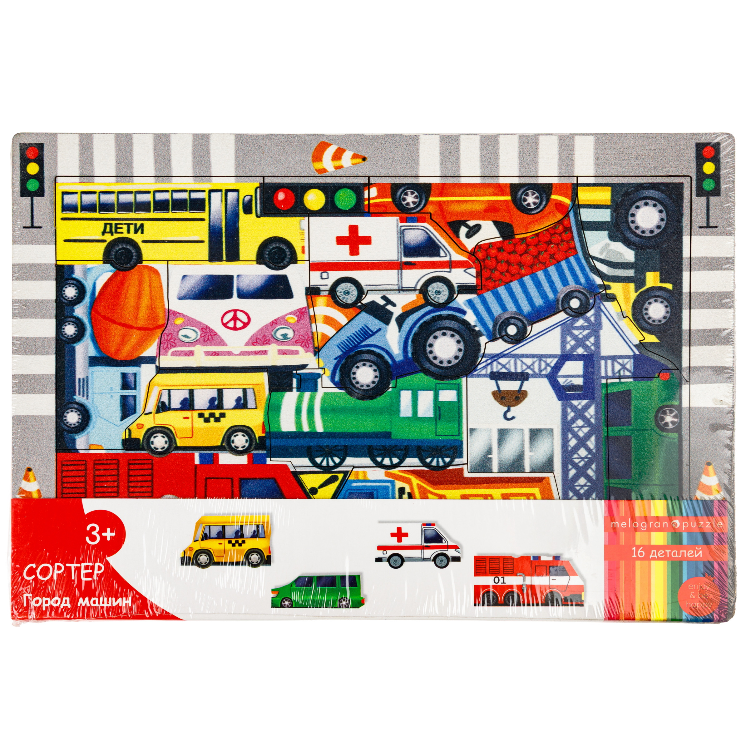 Пазл 1TOY Город машин сортер деревянный - фото 6