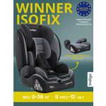 Автокресло Indigo Winner черный серый Isofix 1/2/3 (9-36 кг)